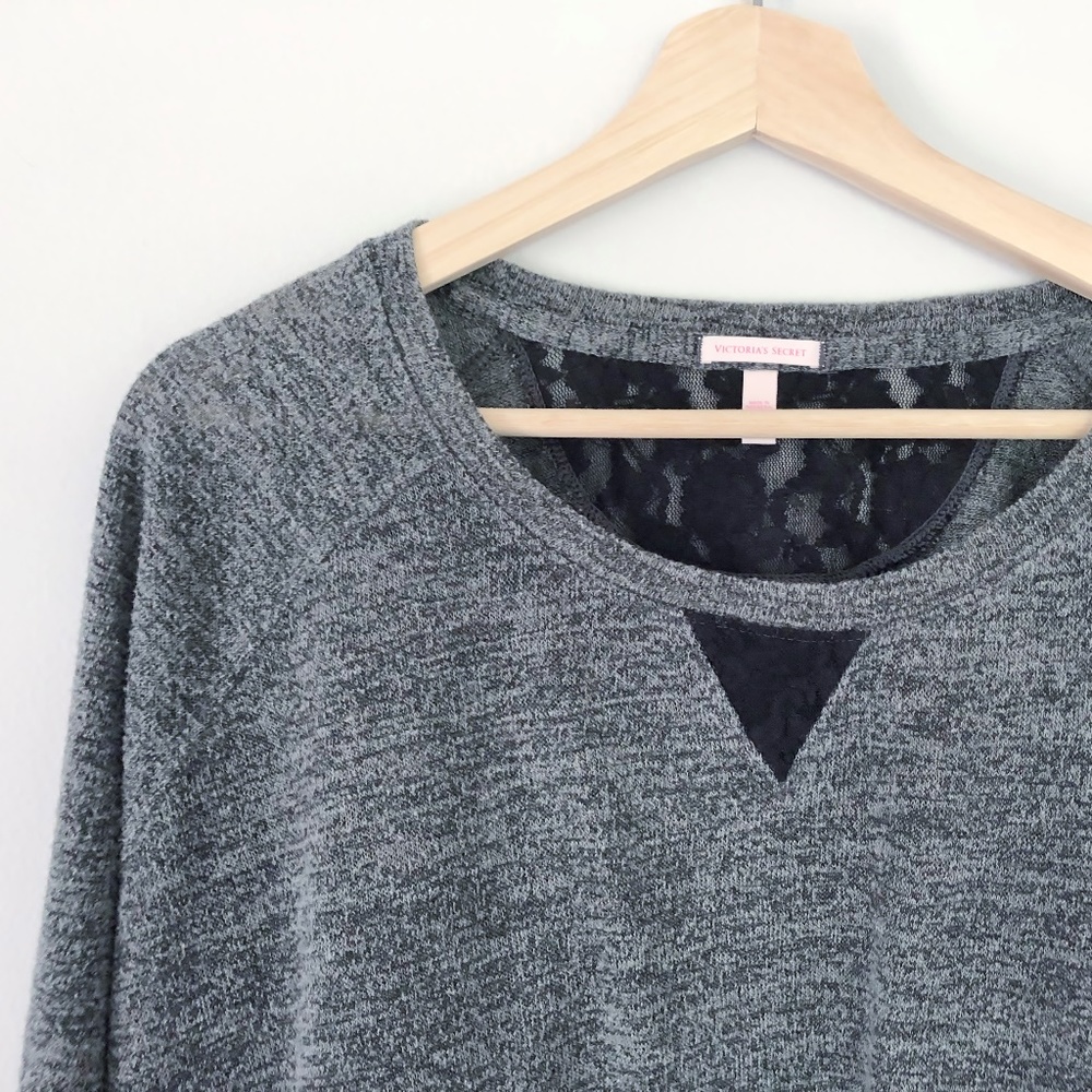 Victoria's Secret Gray & Black lace long sleeve